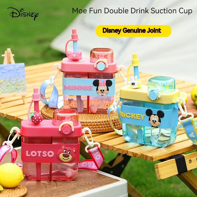 

Двойная корзина Disney, Детская Бутылочка для напитков, стильная портативная большая емкость, откидная крышка, кружка для питья для детей, кружка в стиле Сиппи, подарки