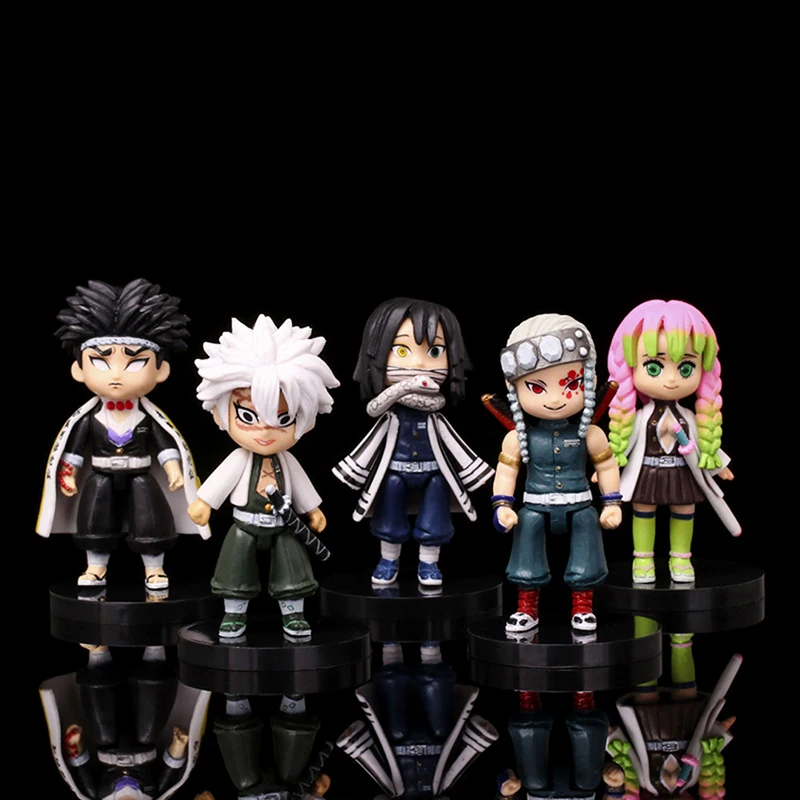 

5Pcs 8cm Demon Slayer Anime Figure Q Version Himejima Gyoumei Kanroji Mitsuri Actions Figures PVC Collectible Figurines Toys