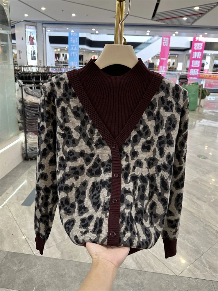 Поддельный двухсекционный пуловер для молодой мамы вязаный осенне-зимний новый