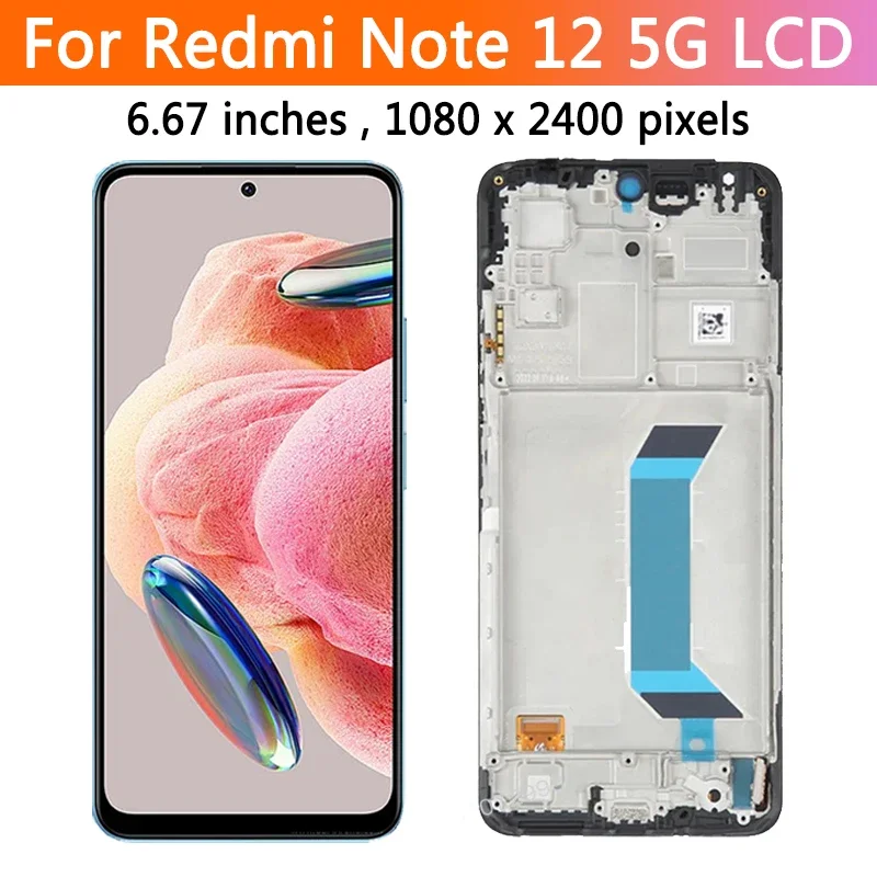 Фото GEFENSI AMOLED для Xiaomi Redmi Note 12 22111317I, 22111317G ЖК-дисплей цифровой сенсорный экран с рамкой для Redmi Note 12 5G Sc №3