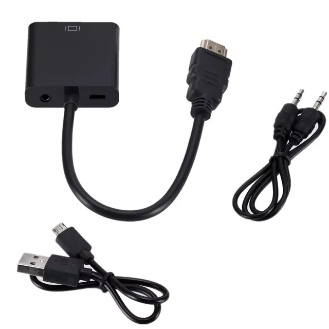 

HD 1080P HDMI To VGA Cable Converter With Audio Power Supply HDMI Male To VGA Female Converter Adapter for Tablet laptop PC TV