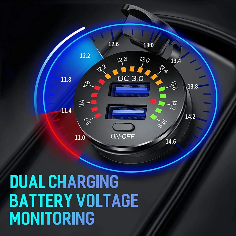 

Universal Waterproof Car Fast Charger 12V 18W Type C PD Socket Charger With LED Voltmeter