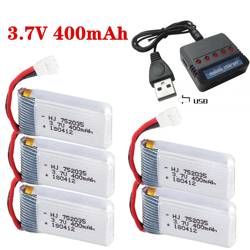 

3.7V 400mAh 30C Lipo Battery + Charger For X4 H107 H31 KY101 E33C E33 U816A V252 H6C RC Quadcopter Drone Spare Part 3.7V Battery