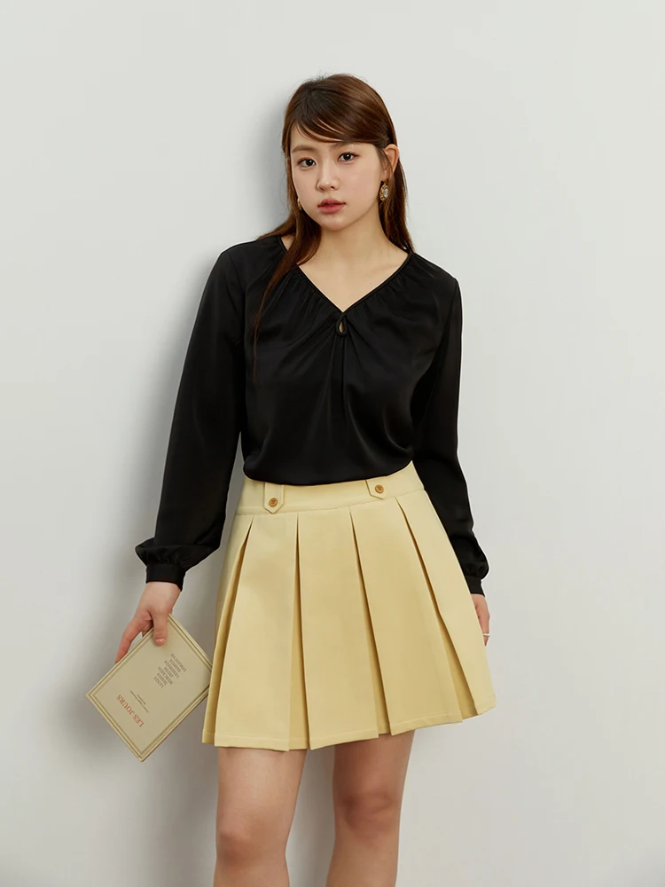 Женская рубашка с V-образным вырезом DUSHU белая и черная открытыми плечами