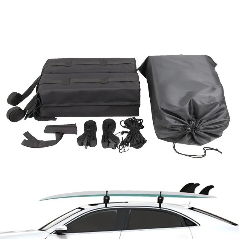 

2pcs Universal Soft Roof Racks Foldable Car Roof Racks Top Luggage Carrier Rack 600D Oxford Car Surf Long Roof Rack Pads