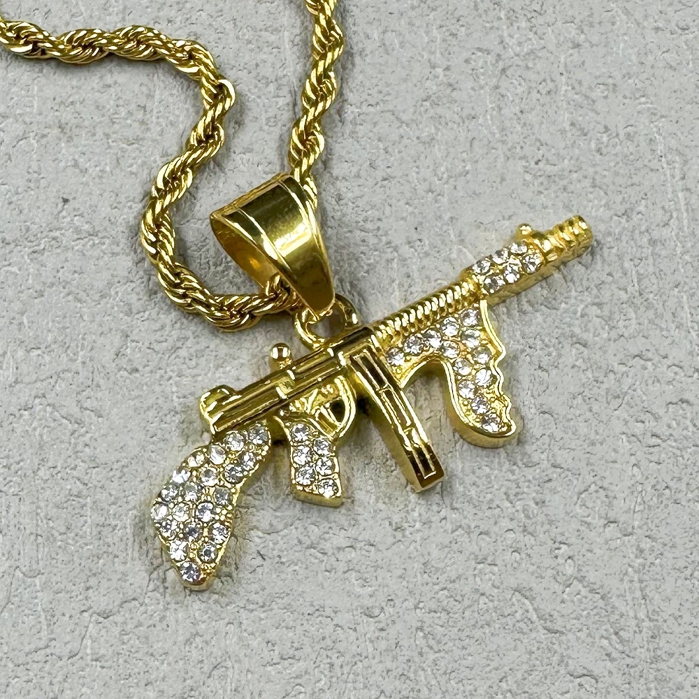 

Ожерелье с подвеской в виде оружия в стиле хип-хоп