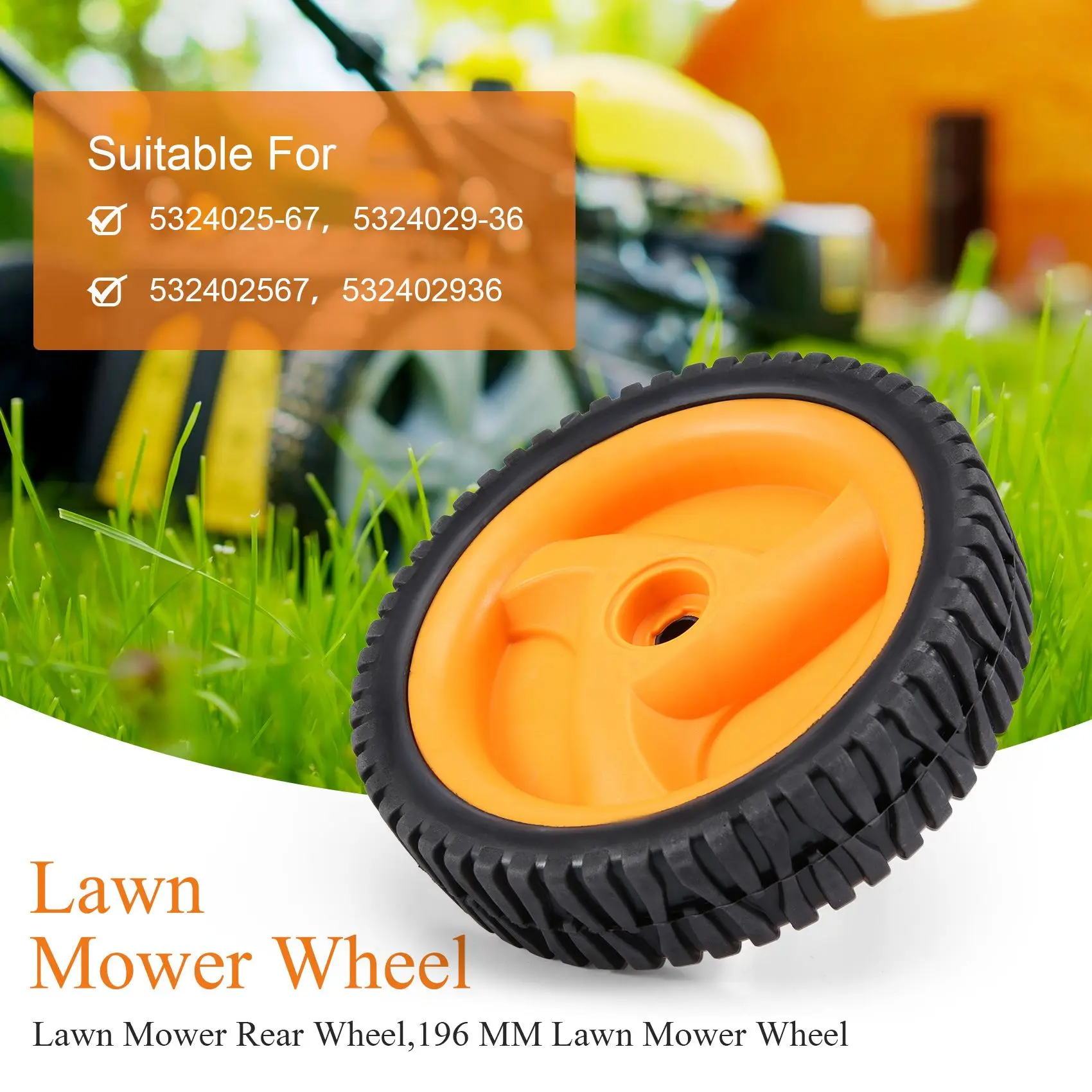 196 мм колесо для газонокосилки husqvarnish mccullake 5324025-67 5324029-36 532402567 532402936