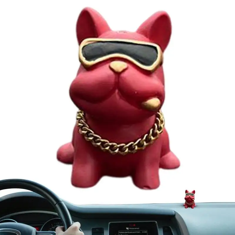 

Car Dashboard Ornaments Bulldog Car Decoration Cartoon Animal Figurines Resin Car Interior Cake Topper Creative Gifts For Kids
