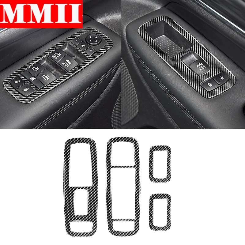 

For Jeep Grand Cherokee 2011-2021 Car Interior Accessories Carbon Fiber Sticker Power Window Control Panel Cover Trim Decoration