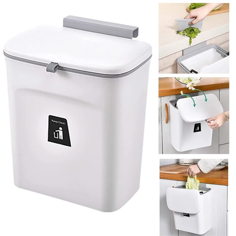 

7/9L Wall Mounted Trash Can Kitchen Waste Bin Kitchen Garbage Cans Recycle Rubbish Bin for Kitchen Dustbin Hanging Trash Bin