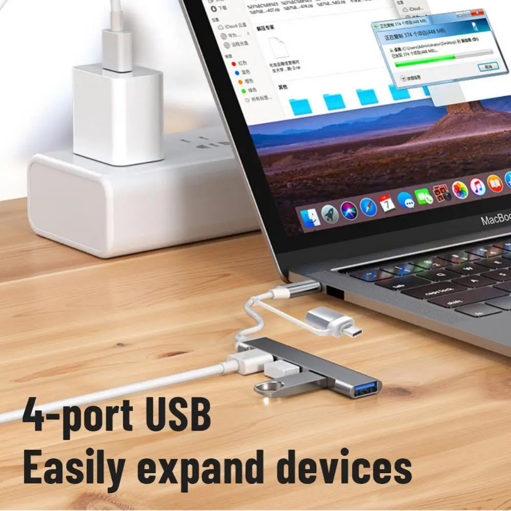 

Metal Data Hub Portable Usb 3.0 2.0 Hub Type-c Splitter 480mbps High-speed Usb Adapter Station Office Accessories Ultra Slim Hot
