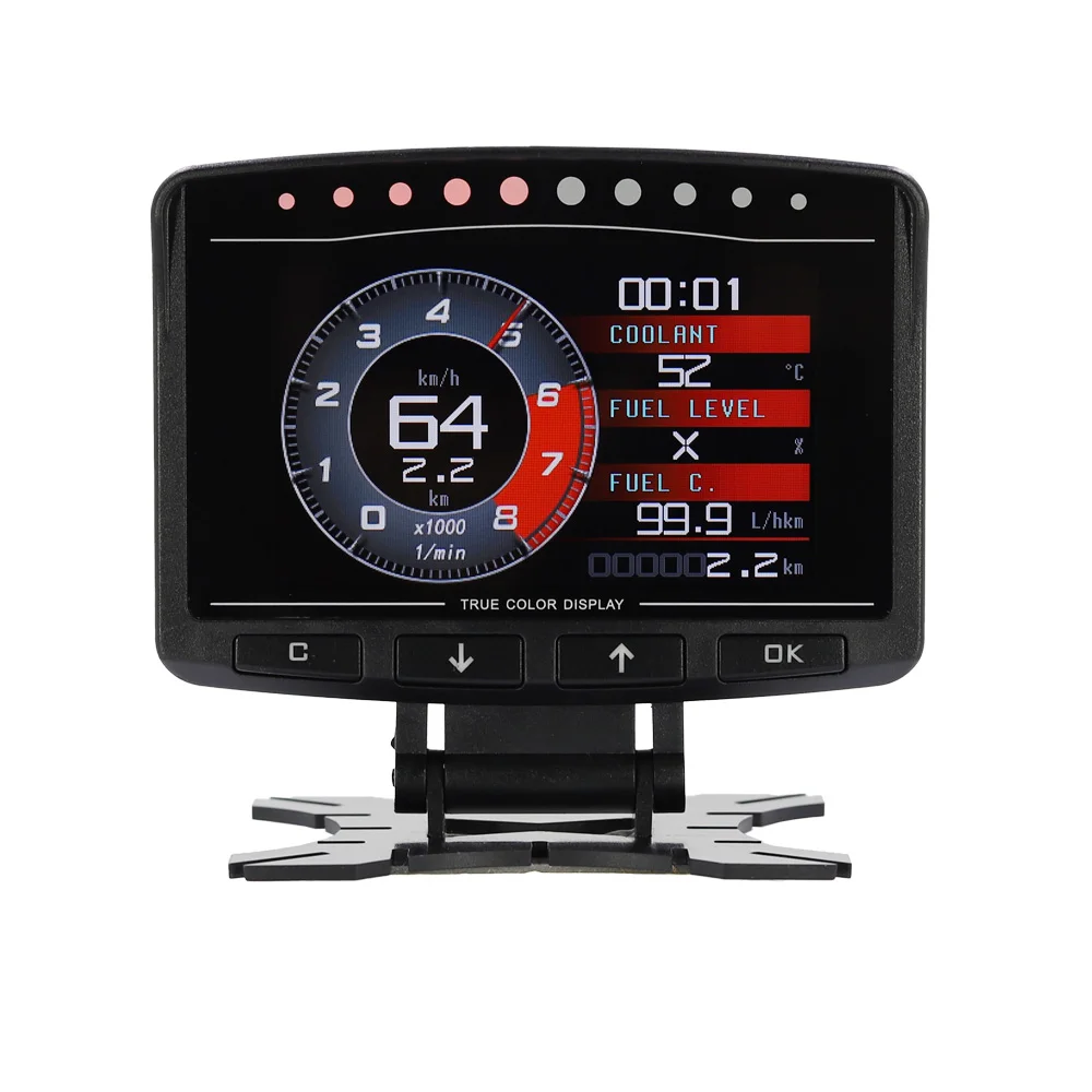 Фото Умный бортовой HUD-дисплей Smart Gauge OBD/OBD2 с поддержкой нескольких языков, высокой производительностью и функцией оповещения о скорости №1