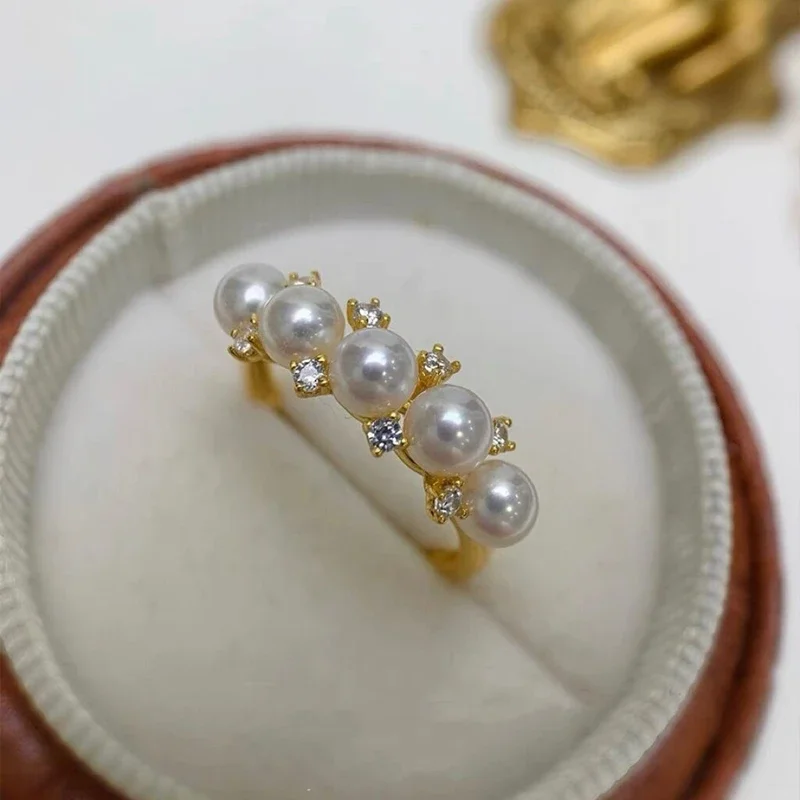 Цветочный венок с бриллиантами маленькое кольцо из натурального пресноводного