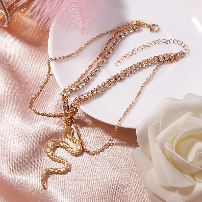 

Boho Classic Rhinestone Chain Snake Charm Anklet Sexy Leg Chain On Foot Women Luxury Summer Beach Jewelry Bracelet