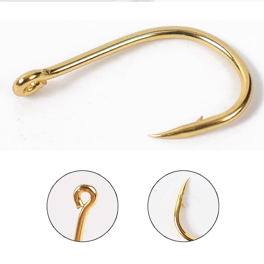 100pcs Fishing Hooks Set J Shaped Carbon Steel Sharp Barbed Single Circle Jig Head Fishhook Sea Fishing Tackle Accessories Tools