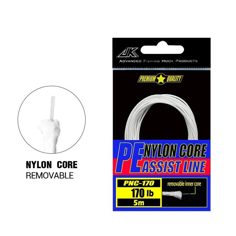 

60/80/130/170LB PE Assist Hook Line Wrap Core Braided Core Fishing Hook Line For Jigging Binding Fishing Fishhook Accessories