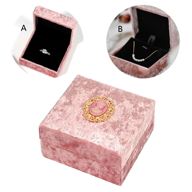 

Бархатная коробка для колец, Подарочная коробка для обручального кольца для мужчин, Свадебное предложение, ювелирные изделия, подвеска для ...