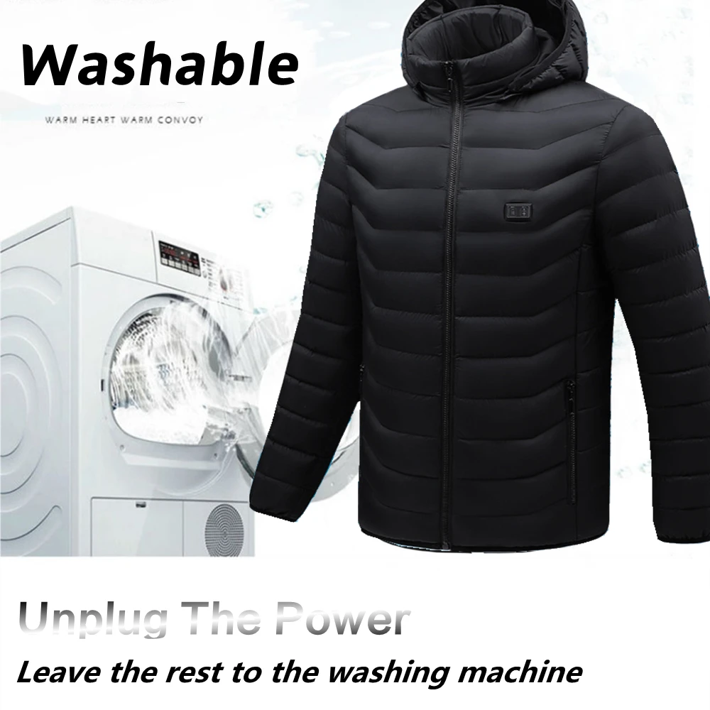 NEW 19 Areas Heated Jacket For Men USB Electric Heating JacketsMen's Vest  Winter Outdoor Warm Sprots Thermal Coat Parka Jacket images - 6