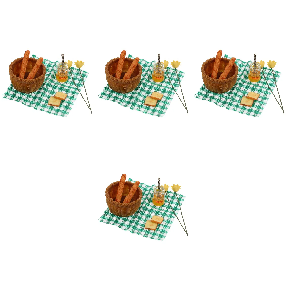 

4 Sets Miniature House Bread Basket Models Photo Props House