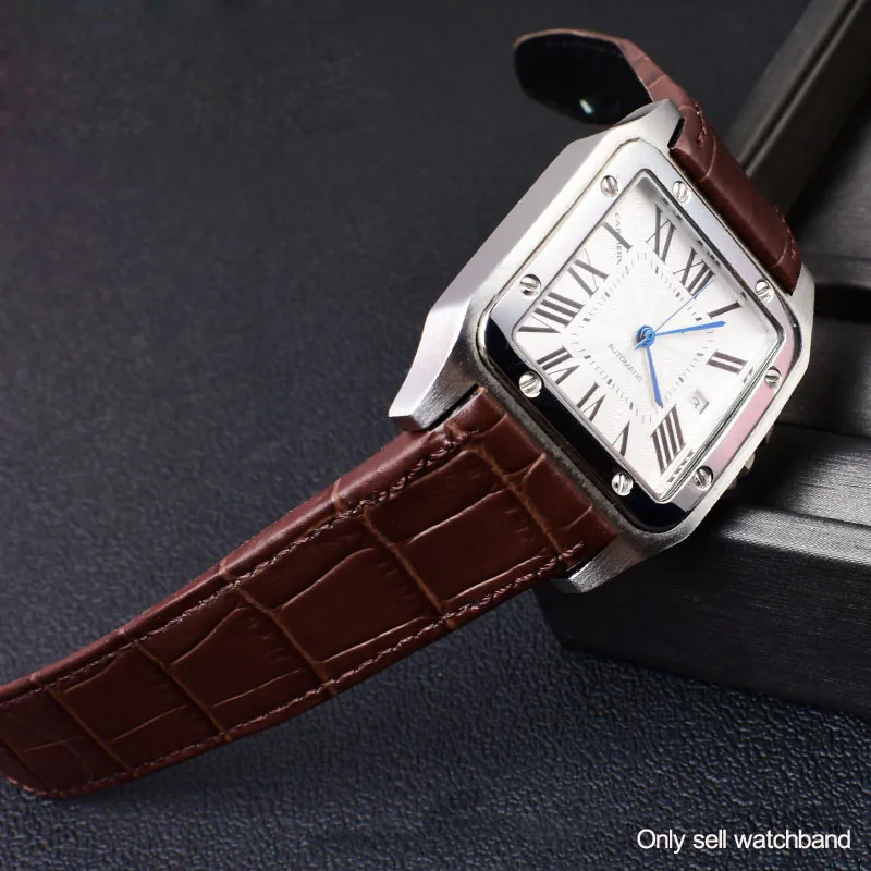 Leather watch strap suitable for cartier Santos Santos 100 men's and women's leather strap 20mm 23mm