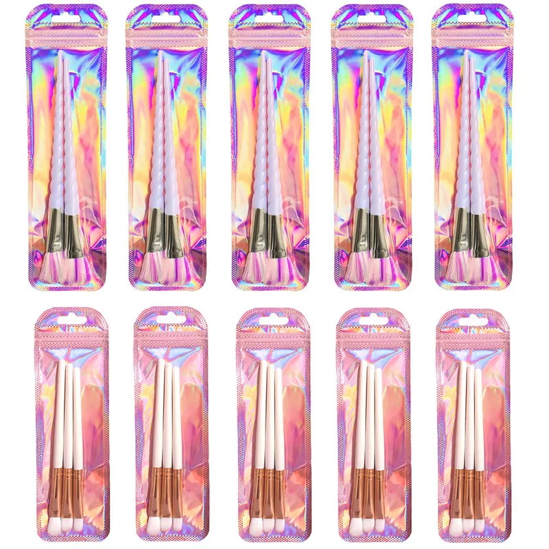 

200pcs Long Style Resealable Mylar Pen Bags DIY Pink Holographic Ziplock Foil Pouches for Gift Jewelry Sample Storage Mix Sizes