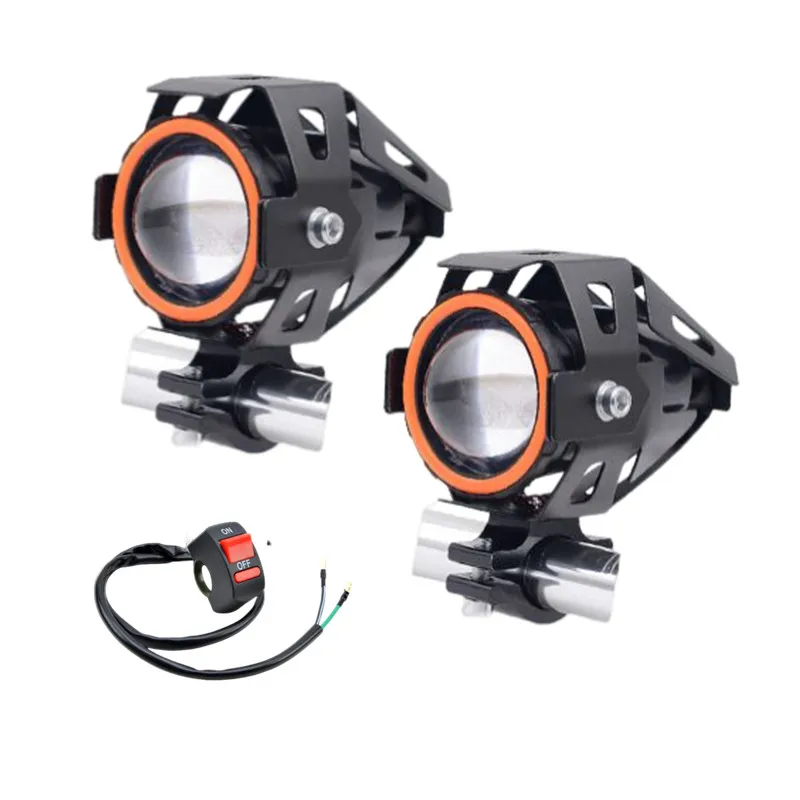 

2 × светодиодный мини-фара для мотоцикла «ангельский глаз», вспомогательная лампа дальнего света, светодиодный фонарик, передний прожектор для мотоцикла, аксессуары для скутера ATV