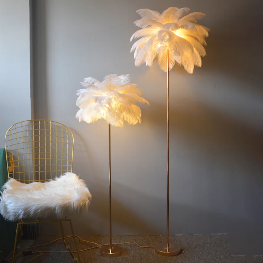 

Led Pendant Light Lamp Modern Ostrich Feather Shade Floor Study Bedroom Bedside Living Room Home Decor Indoor Standing