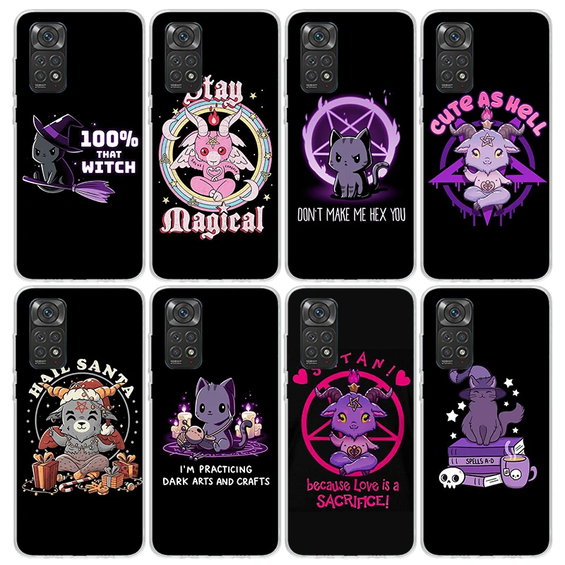 Cute Hell Hail Satan Evil Cat Phone Case for Xiaomi Redmi Note 13 12S 12 11S 11 11E 11T 10S 10 Pro Plus 9 9S 8 8T 7 5G Soft Cove