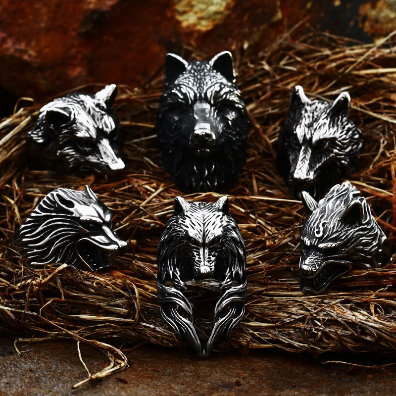 

Beier New Design Vintage Cool Nordic Viking Wolf Ring With Store High Quality Stainless Steel Anima Ring For Men Fashion Jewelry