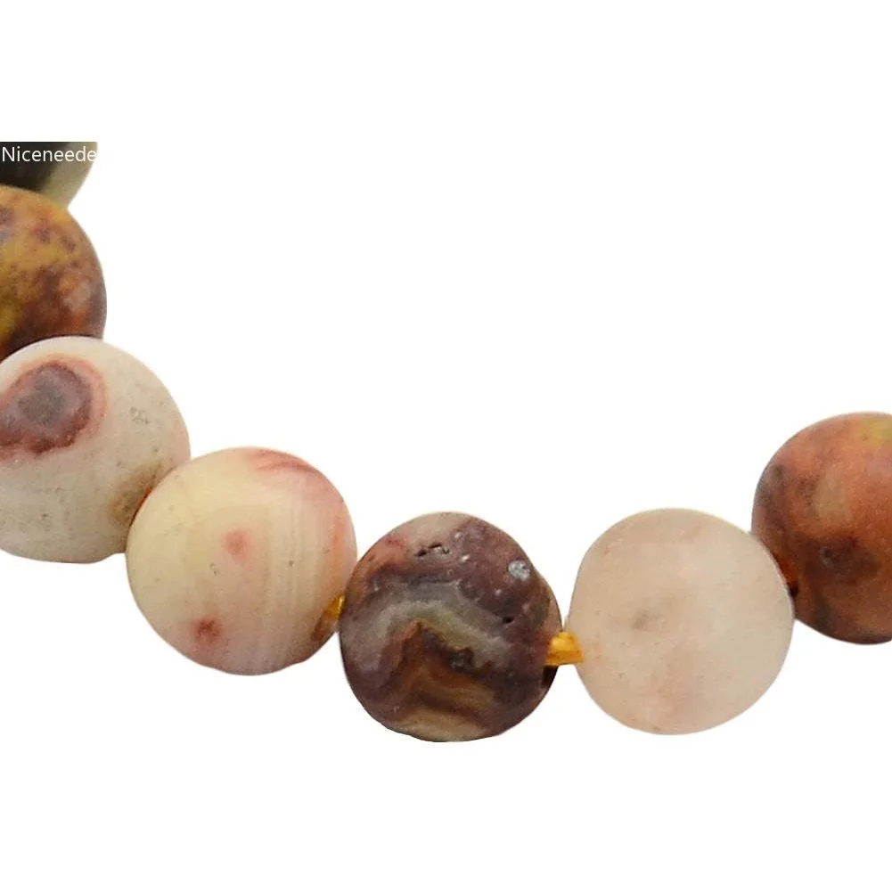 

8mm Frosted Agate Beads Stands Round Loose Beads Strands Natural Crazy Gemstone Agate Bead for Jewelry Making Stands DIY Crafts