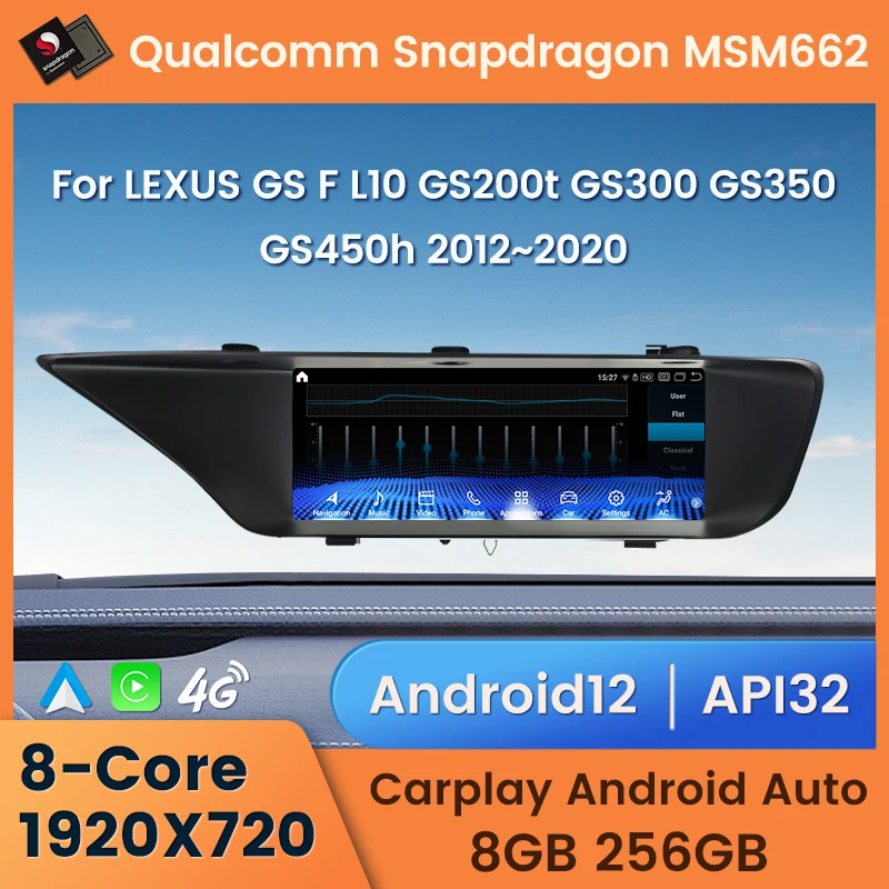

New Snapdragon 662 Android 12 Car Radio Multimedia Player Stereo For LEXUS GS F L10 GS200t GS300 GS350 Carplay+Auto DSP WiFi+4G