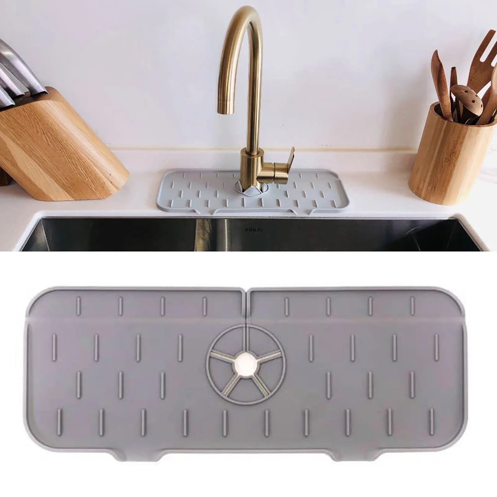 

Silicone Faucet Mat For Kitchen Sink Splash Guard Bathroom Faucet Water Catcher Mat Sink Draining Pad Behind Faucet