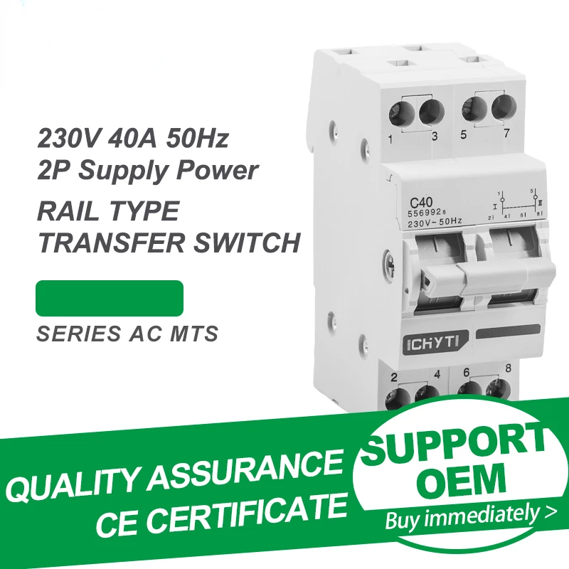 

Free Shipping CHYT 2P 4P Din Rail AC 230V 400V 40A 63A Dual Power Manual Transfer Switch Interlock Circuit Breaker Rail Type MTS