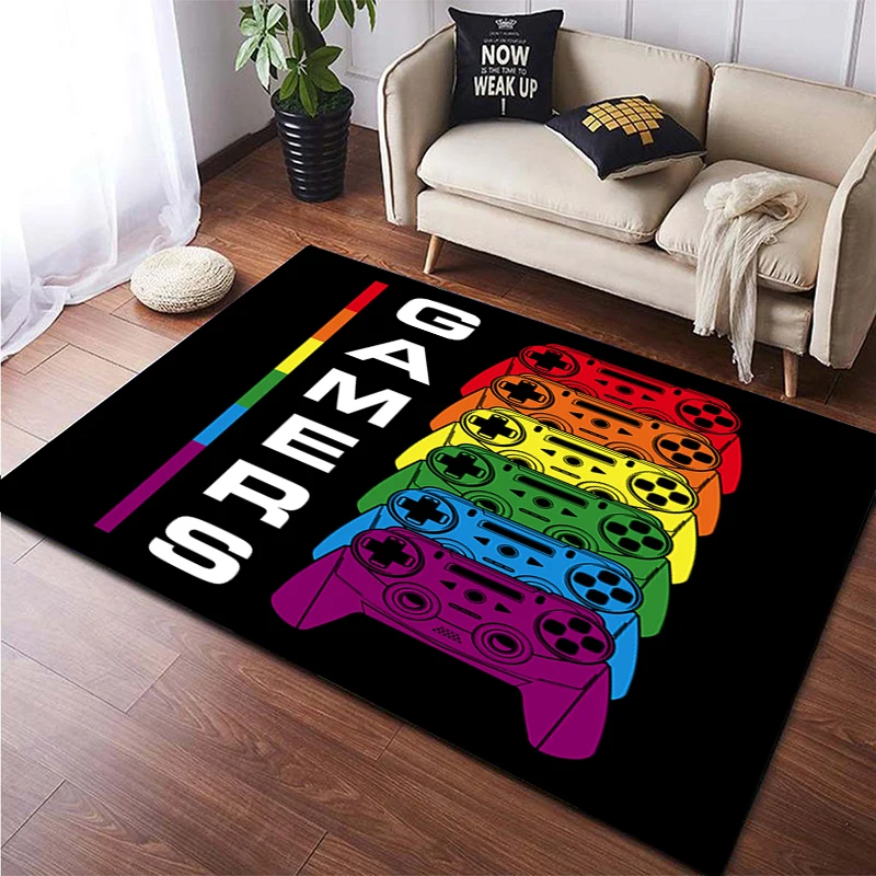 Cartoon Comic Game Handle Painting Carpet for Living Room Large Area Rug Black Soft Carpet Home Decoration Mats Boho Rugs