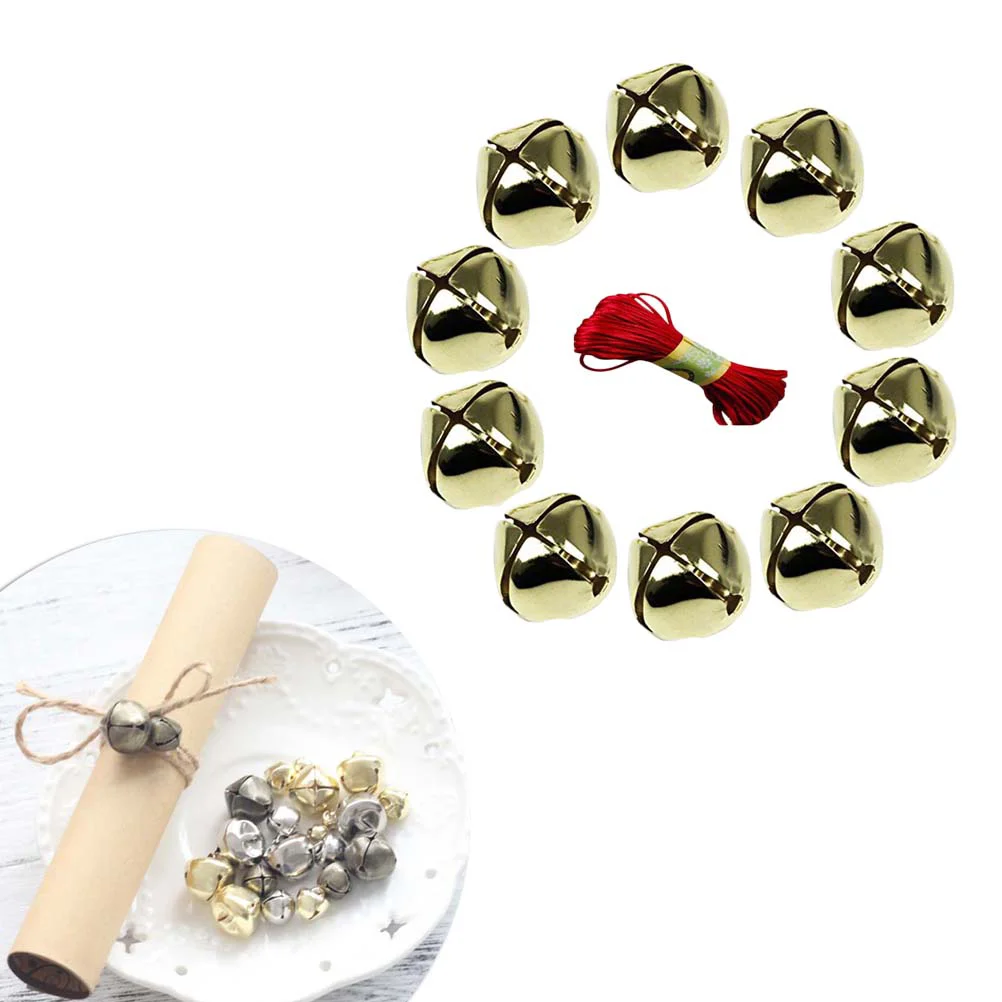 

50pcs Jingle Bell Christmas Jingle Bell with 20m Red Rope Cross Jingle Bells 20mm Decorations for Christmas Tree Party