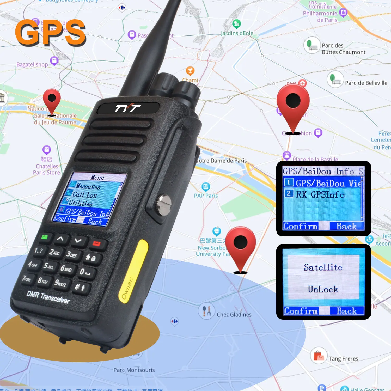 TYT MD-UV390 10W GPS IP67 водонепроницаемая запись VHF UHF двухдиапазонное шифрование AES256 с