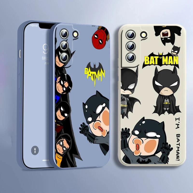 

Cute Batman Superhero For Samsung A04 S A71 A51 A42 A41 A30 A32 A21S A12 A11 A01 A02 4G 5G Liquid Rope Silicone Phone Case