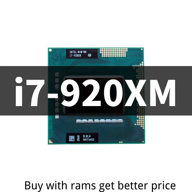 

Процессор Core i7 920XM, core i7-920XM Extreme Edition PGA988A 8M 2,00-3,20 ГГц, процессор для ноутбука SLBLW