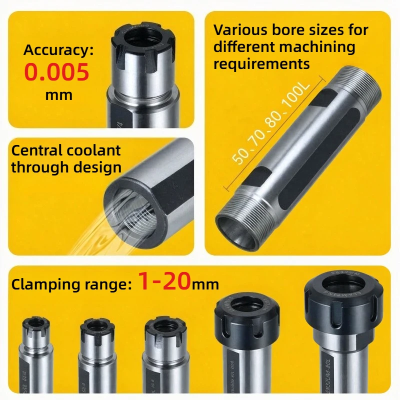 Фото SL16 SL19.5 SL20 SL22 SL25 SL25.4 ER11 ER16 ER20 Удлинительный стержень для держателя инструмента, высококачественный зажимной патрон с удлинительным стержнем. №2