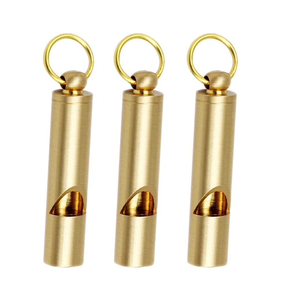 

3Pcs Outdoor Copper Made Whistle For Outdoor Using Key Chain Retro Whistle