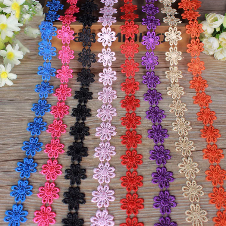 15 ярдов/партия Водорастворимая Вышивка разноцветная Цветочная нашивка 2 5 см