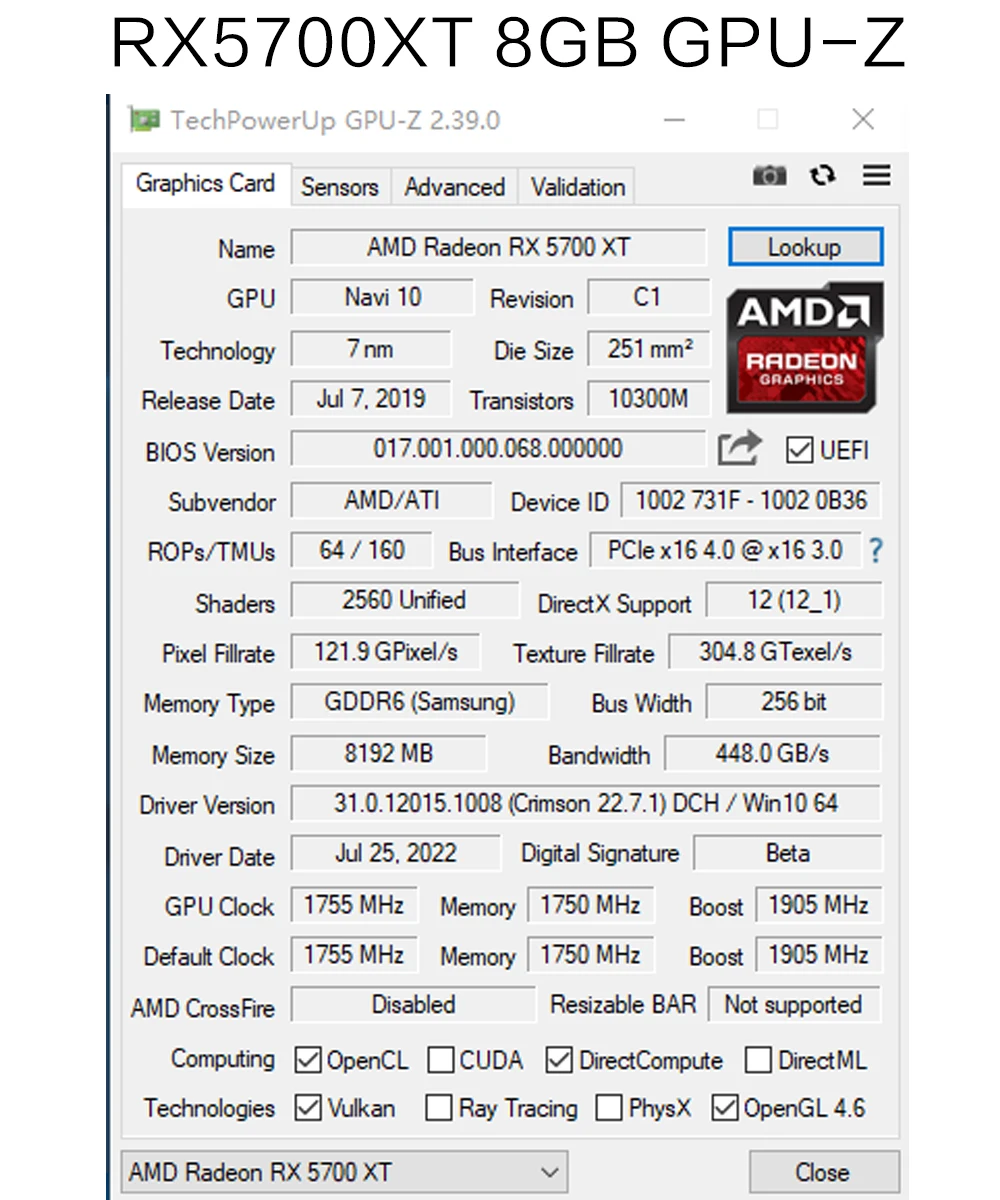 SHELI 51RISC RX5700XT 8GB Graphics Card GPU GDDR6 256-bit 7nm new video card Support Desktop CPU placa de video 6
