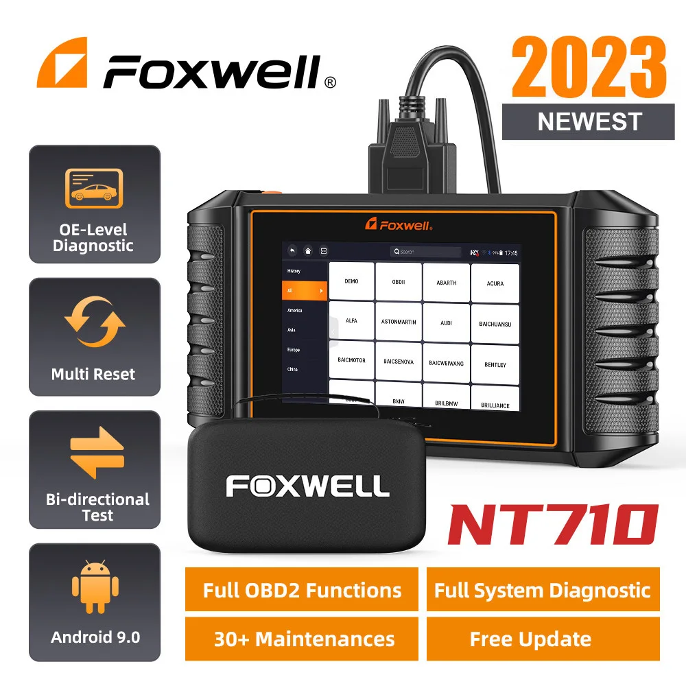 Автомобильный OBD2 сканер Foxwell NT710 считыватель кодов двунаправленный диагностический сканер все системы 30 + Сброс OBD2 Лучший Автомобильный сканер