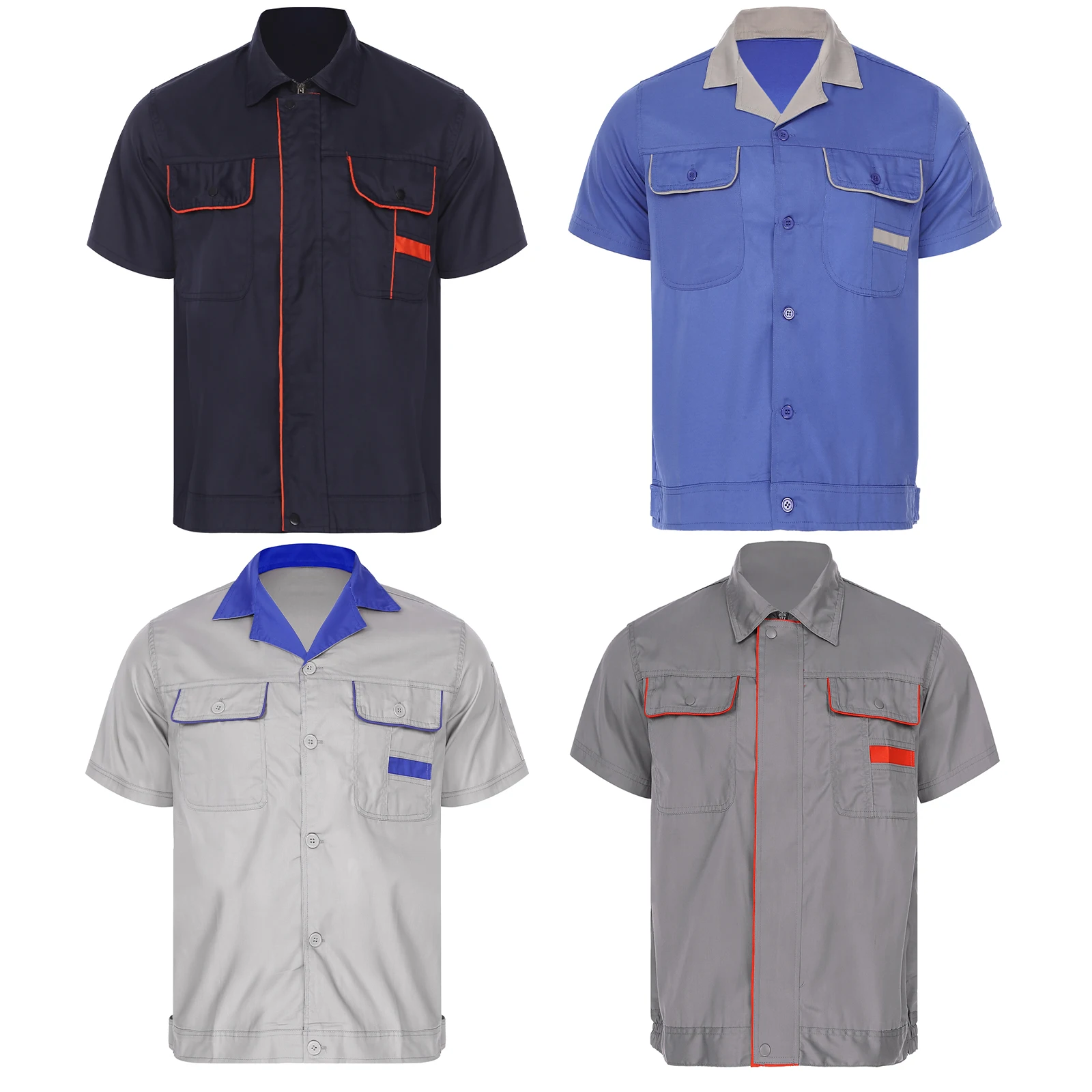 Мужская фабричная рубашка для мастерской Униформа с коротким рукавом и отложным