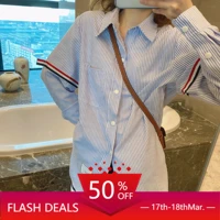 new tb men and women couples with the same shirt loose and thin long solid color high end spring shirt jacket