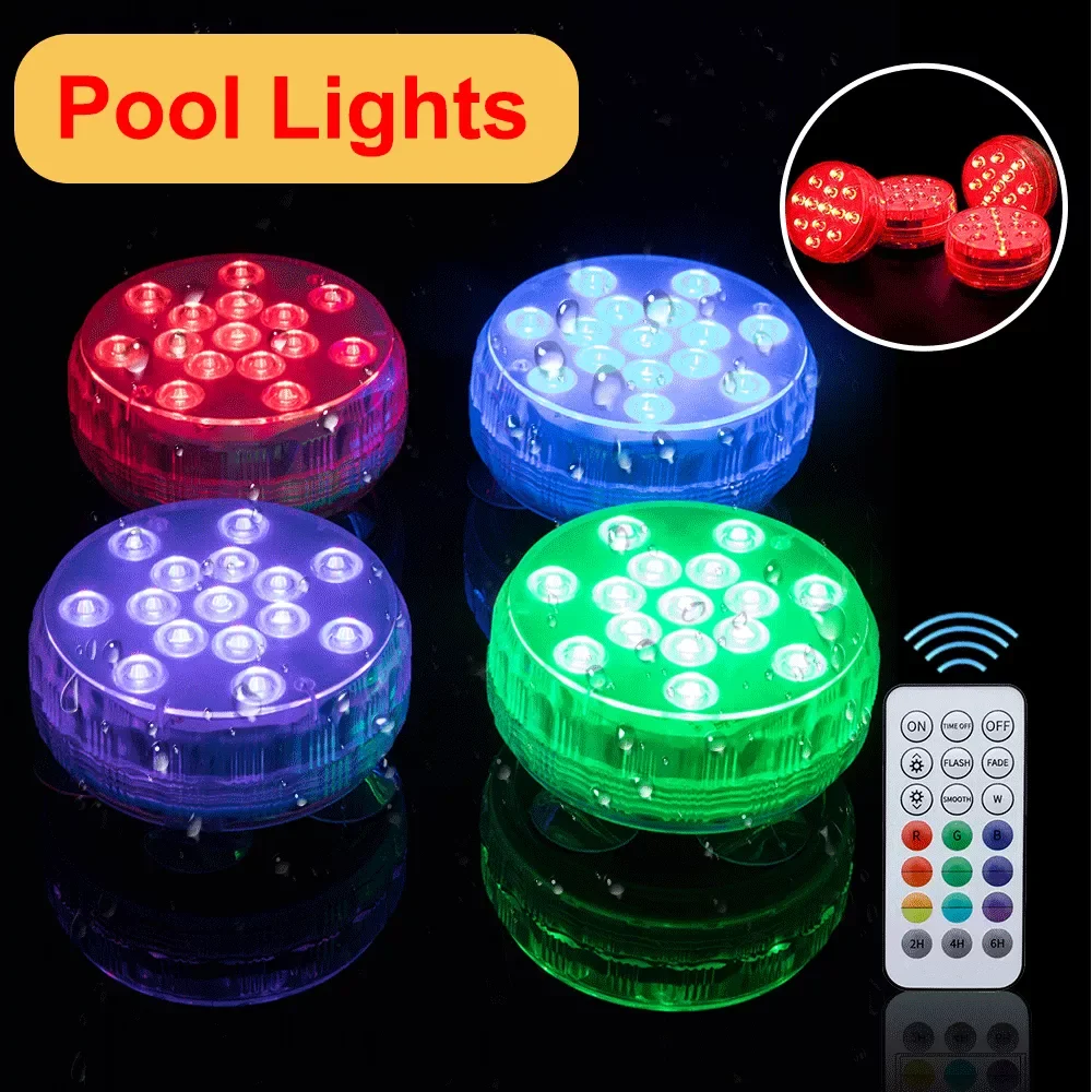 

LED Pool Submersible LED Light with IP68 Magnet Remote RF Color Changing Remote Underwater Lights for Pond Pool Aquarium