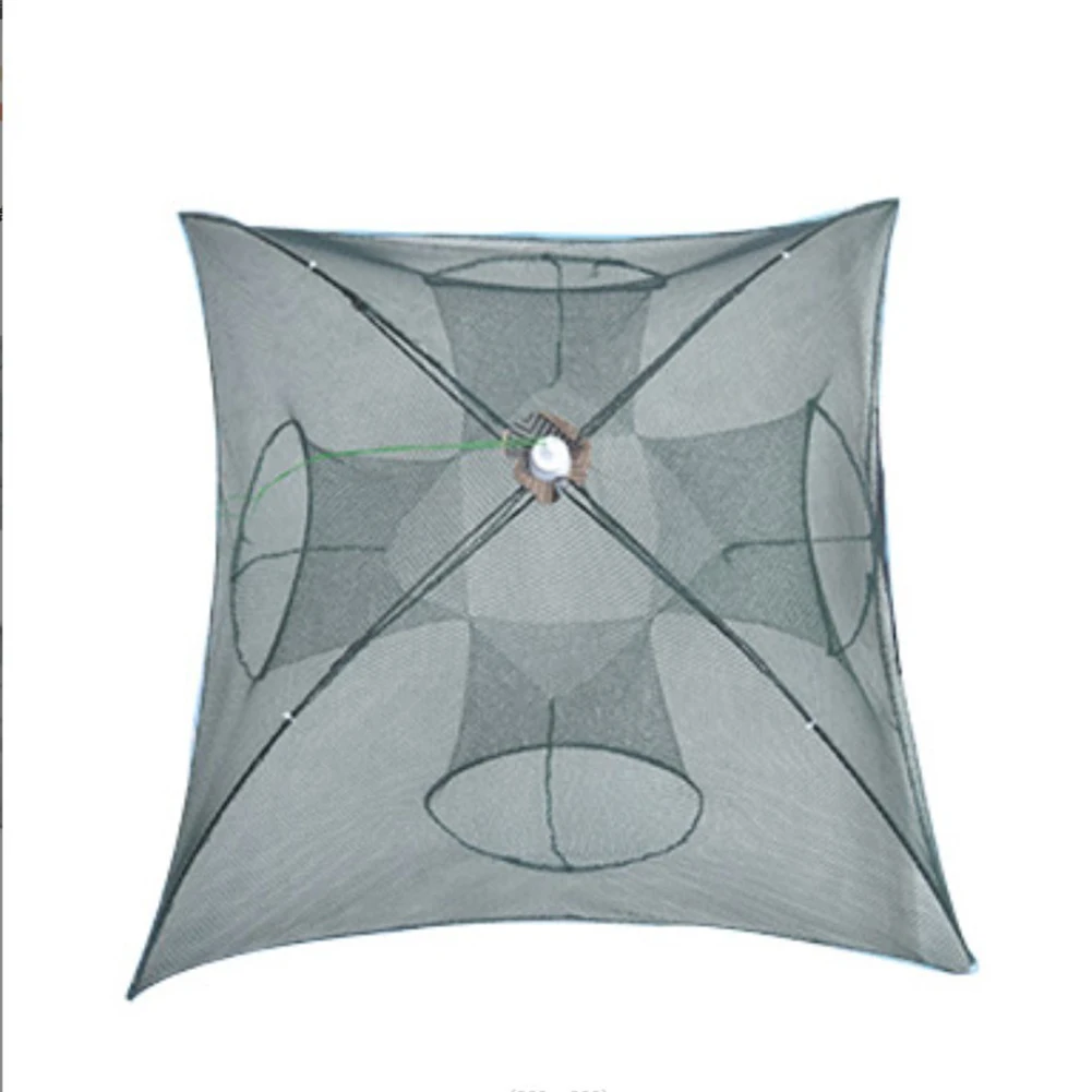 

4 Holes Fishing Baits Trap Crab Nets Crawdad Shrimp Cast Dip Fish Cages Foldable Strengthened Fishing Net Shrimp Cage Nylon