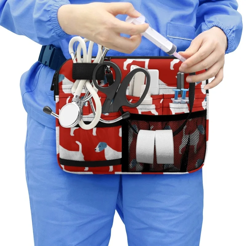 

Практичная поясная сумка для медсестры с принтом Джека Расселла терьера, ремень-органайзер с пряжкой, дополнительный карман, Портативная сумка на бедро для медсестры