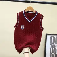 Argyle Cotton Knitted Pullover Boy's V-neck Sweater Vest Kid Waistcoat School Girl Winter Sleeveless Sweaters for 10 11 12 Years