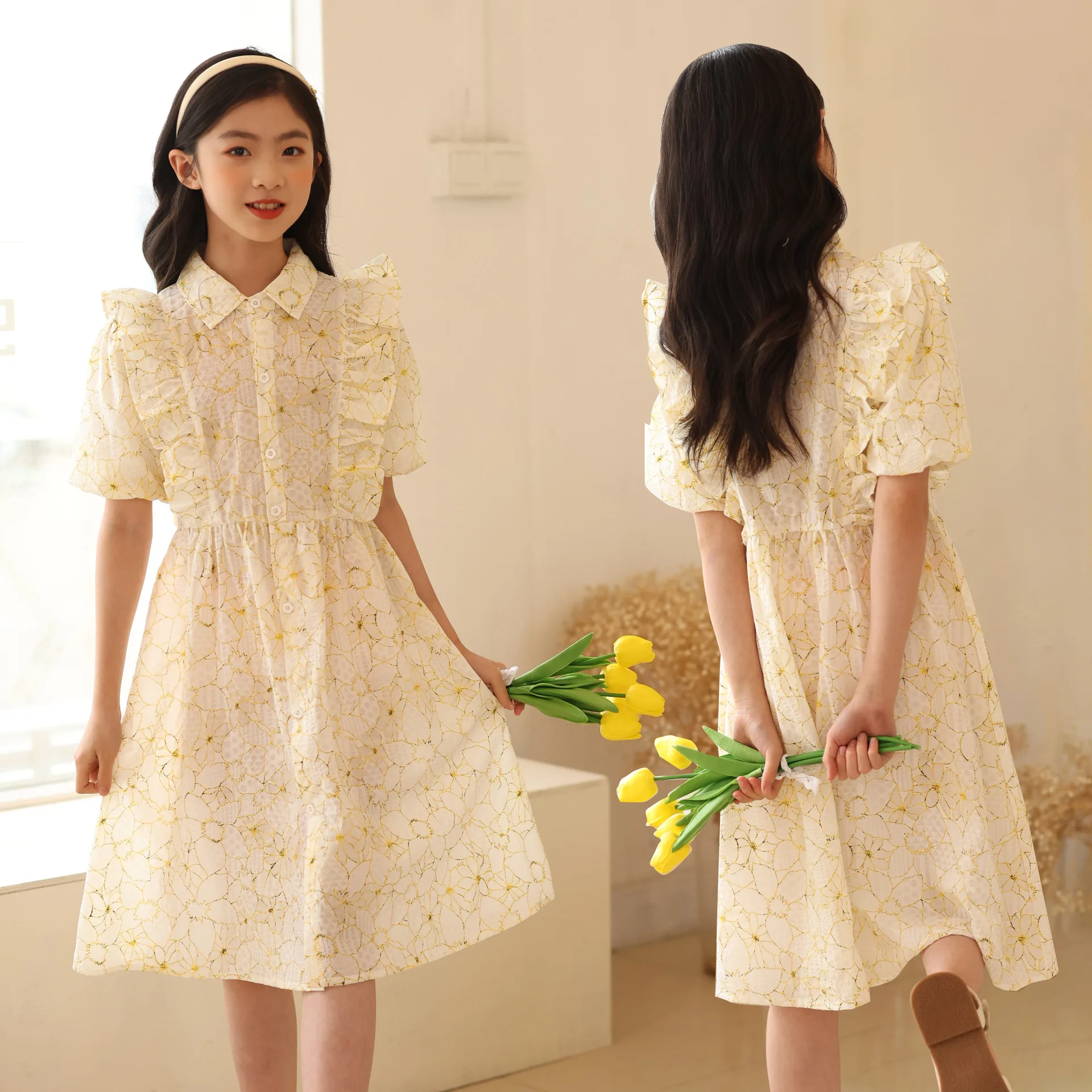 

6 To 16 Years Girls Floral Dress 2022 Summer New Kids Princess Dress Fashion Children Clothing, #6927